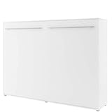 Schrankbett Concept PRO Horizontal, Wandklappbett, Bettschrank, Wandbett, Schrank mit integriertem Klappbett, Funktionsbett (140 x 200 cm, Weiß, Horizontal)