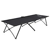 SONGMICS Feldbett, klappbar, Campingbett, Gästebett, Metallrahmen, 206 x 75 x 45 cm, bis zu 260 kg belastbar, Reisen, Outdoor, schwarz GCB25H