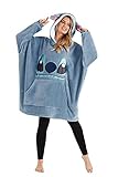 Disney Übergroße Hoodie Decke Damen Stitch Oversized Kapuzenpullover Madchen (Blau)