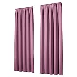 heimtexland Vorhang Blickdicht Thermovorhang Verdunklungsvorhänge 2er Set Kräuselband Deko Gardine Kälteschutz Sonnenschutz verdunklend Typ139 Mauve Altrosa HxB 175x135 cm