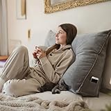 Björn&Schiller Rückenkissen grau, 70 cm - Lesekissen für Bett und Sofa, Keilkissen, Rückenpolster für die Wand, Sitzkissen, Wandkissen, groß mit waschbarem Bezug - Ideal zum Anlehnen im Bett