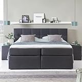 3F FURNITURE FOR FRIENDS Boxspringbett Bea 180x200 cm Anthrazit Härtegrad H2 | 7-Zonen Taschenfederkern Matratze + Visco Topper