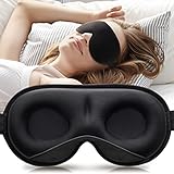 Umisleep 2024 Gewichtet Schlafmaske für Herren & Frauen, 3D Augenmaske Schlafmaske für Druckentlastung, 100% Lichtblockierende Schlafbrille mit verstellbarem Gurt für Reisen, Yoga, 120 g, Schwarz
