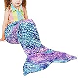 Catalonia Classy Meerjungfrauen Schwanz Decke, weicher Warmer Plüsch Fleece Schlafsack Kuscheldecke, 155 x 50 cm Fischschuppenmuster, Sternenhimmel