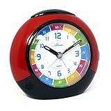 Atlanta Kinderwecker ohne Ticken Leisegang Quarz Licht Snooze (Rot A)