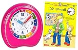 Atlanta Kinderwecker ohne Ticken + Lernbuch Conni Die Uhrzeit (Rosa)